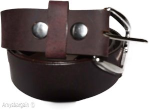 New Large size Leather Belt, Snap on Cowhide One Piece Brown leather Belt BNWT - Image 12