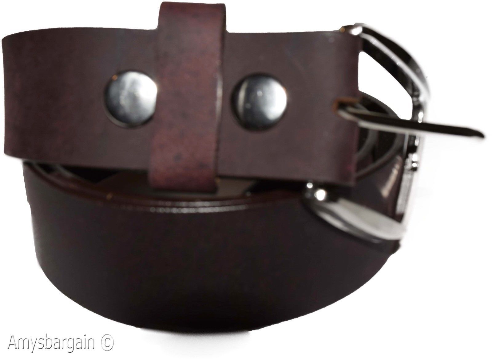 New Large size Leather Belt, Snap on Cowhide One Piece Brown leather Belt BNWT - Image 12