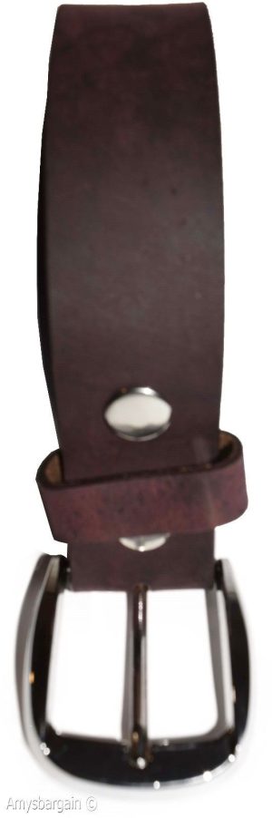 New Large size Leather Belt, Snap on Cowhide One Piece Brown leather Belt BNWT - Image 8