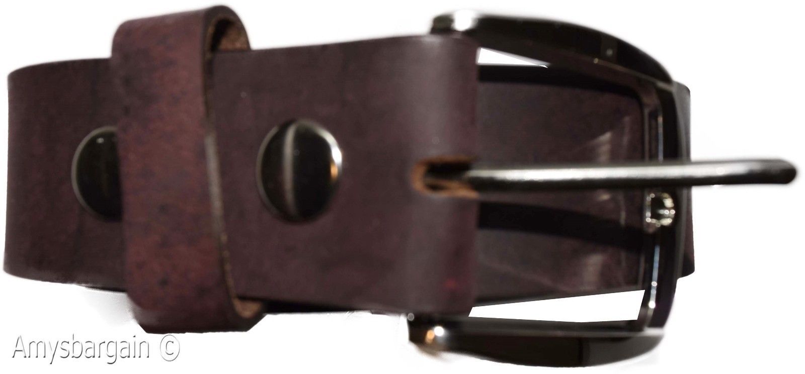 New Large size Leather Belt, Snap on Cowhide One Piece Brown leather Belt BNWT - Image 10