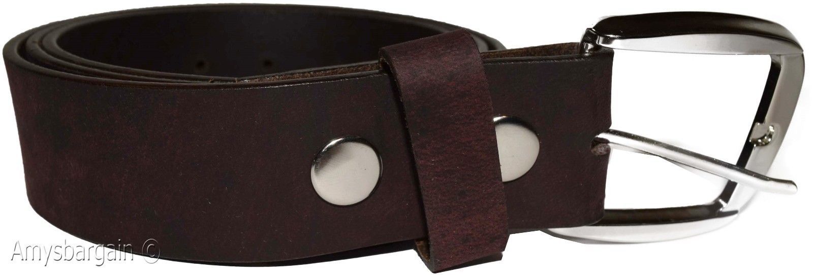New Large size Leather Belt, Snap on Cowhide One Piece Brown leather Belt BNWT