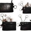 New Leather change purse, White Zip coin wallet, 2 pocket coin case w/key ring *