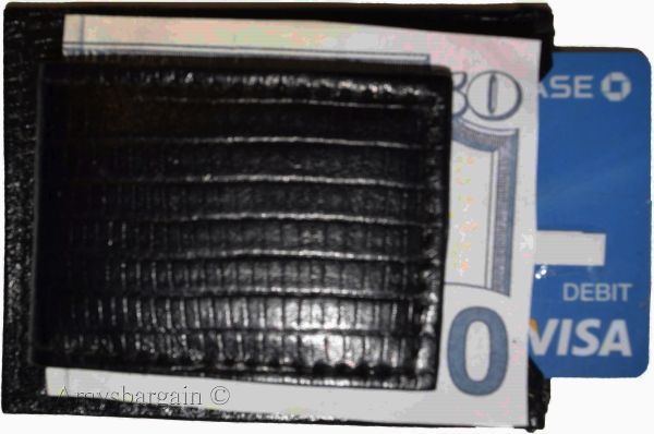 New Lizard skin printed leather money clip credit card/bills holder all bills BN - Image 12