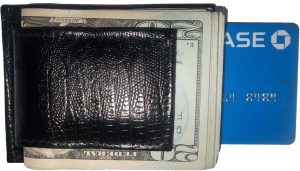 New Lizard skin printed leather money clip credit card/bills holder all bills BN - Image 3