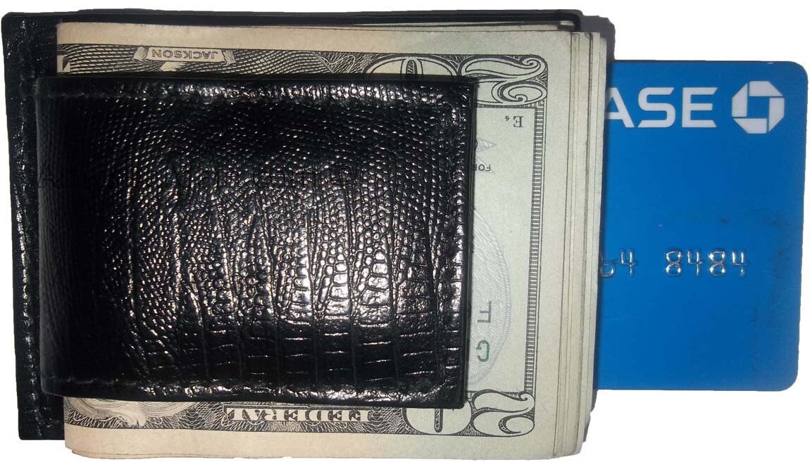 New Lizard skin printed leather money clip credit card/bills holder all bills BN - Image 3