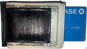 New Lizard skin printed leather money clip credit card/bills holder all bills BN - Image 8