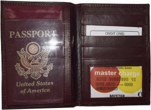 New USA Leather passport case built in wallet credit ATM card case ID holder BN - Image 4