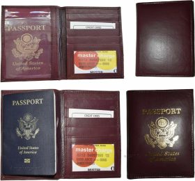 New USA Leather passport case built in wallet credit ATM card case ID holder BN