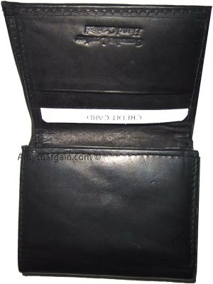 New man's leather trifold wallet Black 8 credit card 2 bill spaces wallet 2 ID - Image 11