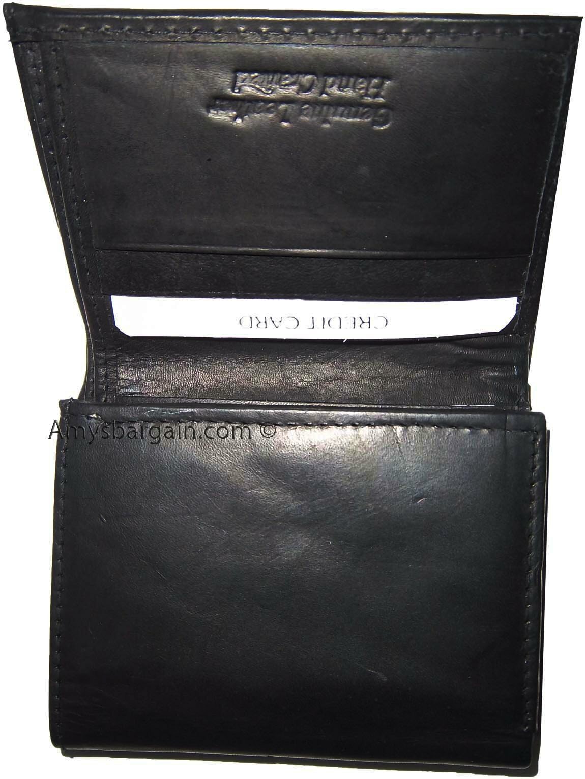 New man's leather trifold wallet Black 8 credit card 2 bill spaces wallet 2 ID - Image 11