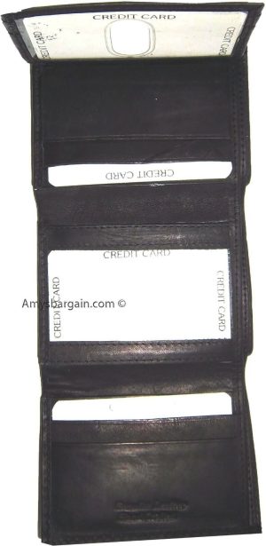 New man's leather trifold wallet Black 8 credit card 2 bill spaces wallet 2 ID - Image 4