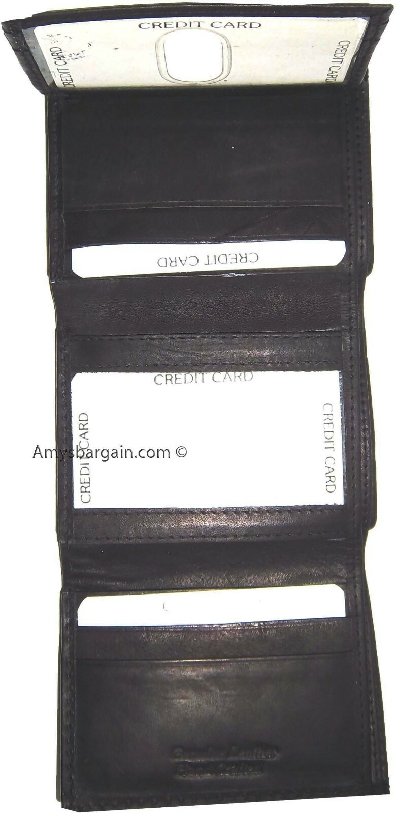 New man's leather trifold wallet Black 8 credit card 2 bill spaces wallet 2 ID - Image 4