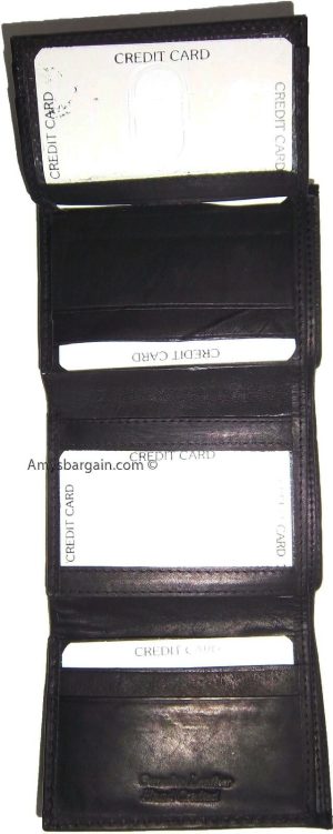 New man's leather trifold wallet Black 8 credit card 2 bill spaces wallet 2 ID - Image 5