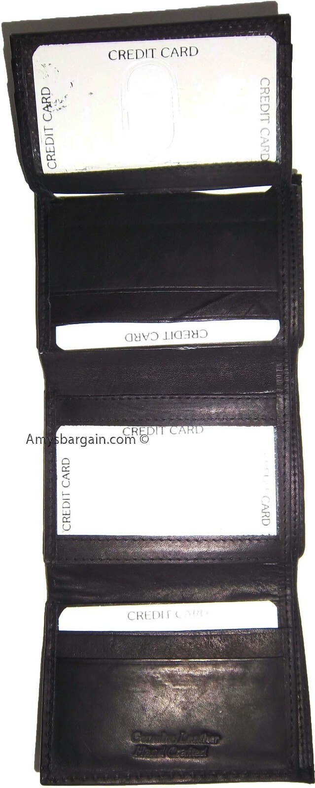 New man's leather trifold wallet Black 8 credit card 2 bill spaces wallet 2 ID - Image 5