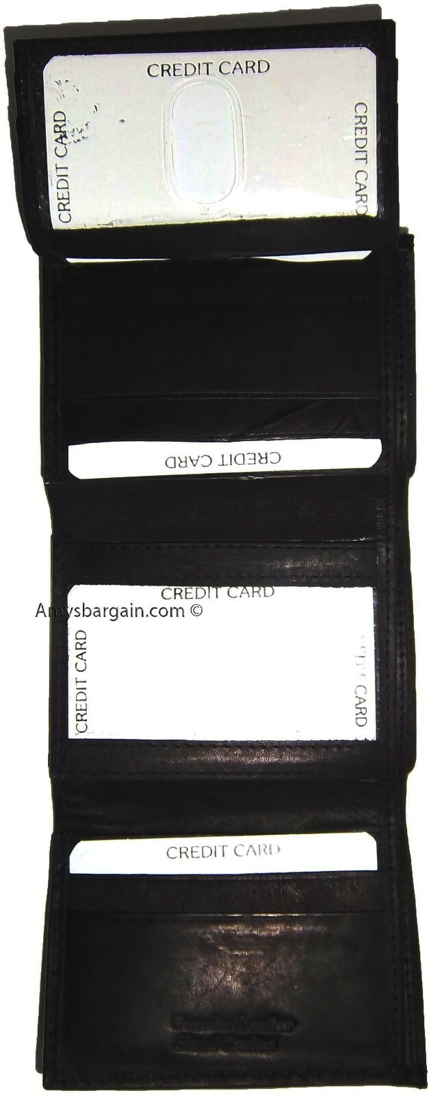 New man's leather trifold wallet Black 8 credit card 2 bill spaces wallet 2 ID - Image 6