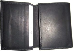 New man's leather trifold wallet Black 8 credit card 2 bill spaces wallet 2 ID - Image 7