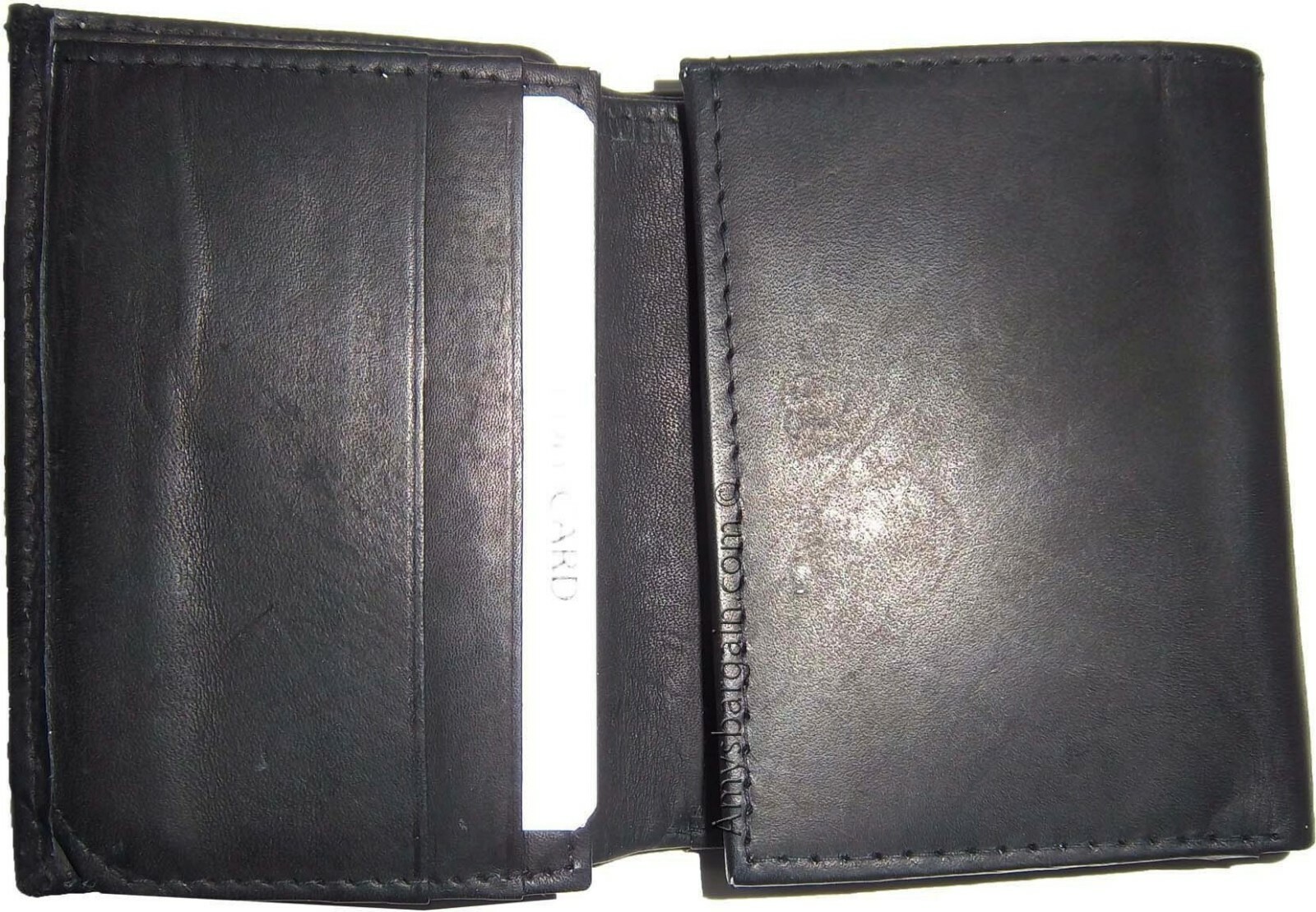 New man's leather trifold wallet Black 8 credit card 2 bill spaces wallet 2 ID - Image 7