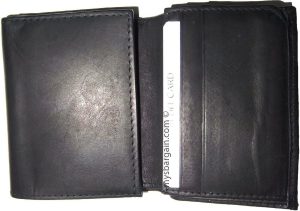 New man's leather trifold wallet Black 8 credit card 2 bill spaces wallet 2 ID - Image 9