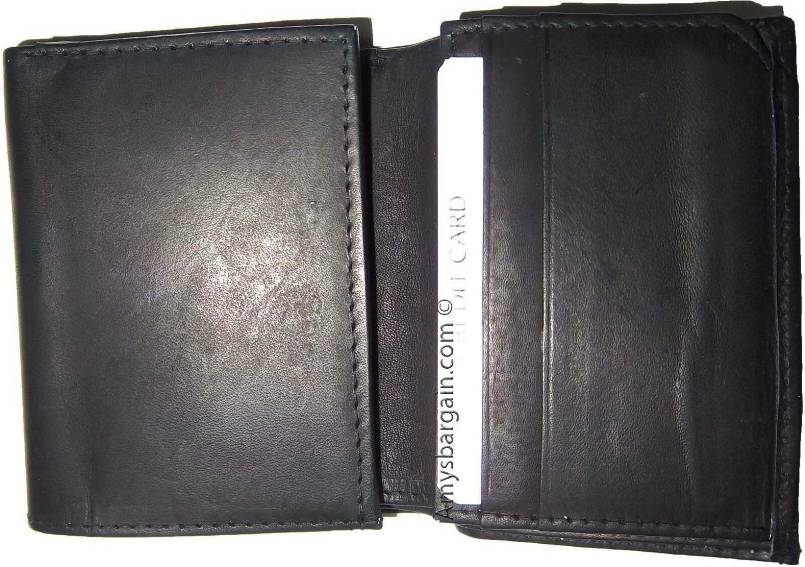 New man's leather trifold wallet Black 8 credit card 2 bill spaces wallet 2 ID - Image 9