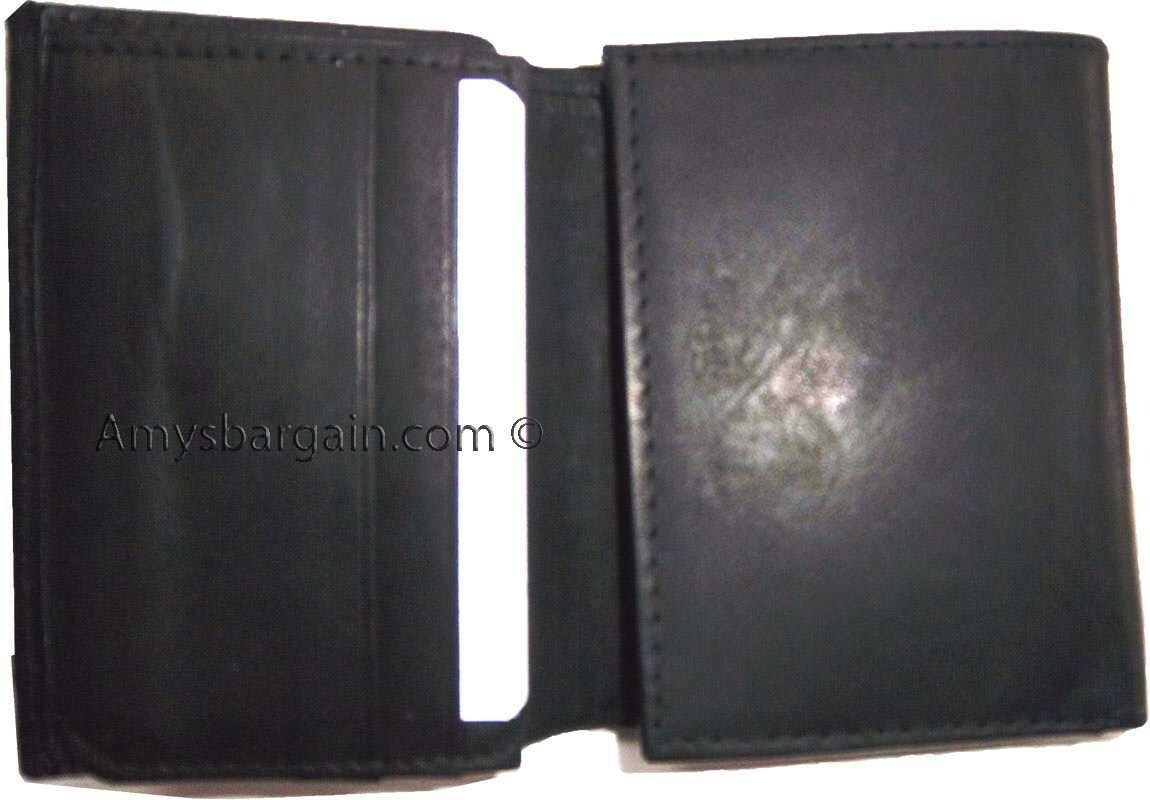New man's leather trifold wallet Black 8 credit card 2 bill spaces wallet 2 ID - Image 10
