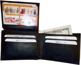 New style leather man's wallets 2 suede lined billfolds Credit card ID spaces bn