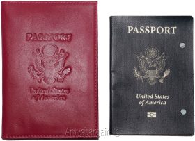 Passport case, Leather passport cover, Red wallet credit card case ID holder NWT