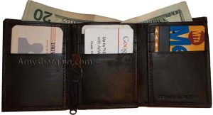 Man’s Trifold Leather wallet 9 credit card spaces 2 bill slots change purse new - Image 14