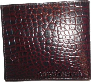 crocodile skin printed leather men's bifold wallet 2 bill slot 9 card space 1 ID - Image 14