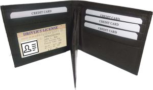 man's leather bifold wallet id case 3 bill spaces 6 credit cards calfskin wallet - Image 13