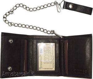 men's chain trifold wallet genuine leather motorcycle trucker new biker wallet - Image 14