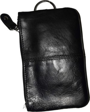 Women's Change purse leather Zip coin purse wallet 2 pocket coin case w/key ring - Image 3