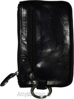 Women's Change purse leather Zip coin purse wallet 2 pocket coin case w/key ring - Image 4