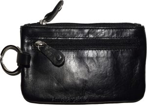 Women's Change purse leather Zip coin purse wallet 2 pocket coin case w/key ring - Image 7