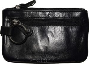 Women's Change purse leather Zip coin purse wallet 2 pocket coin case w/key ring - Image 8