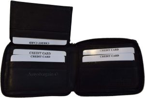 Zip around Leather Wallet Unbranded Black billfold wallet 8 credit card new - Image 6