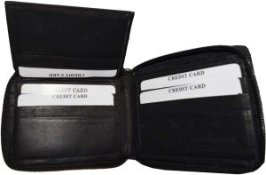 Zip around Leather Wallet Unbranded Black billfold wallet 8 credit card new - Image 7