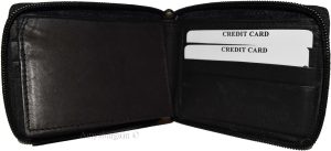 Zip around Leather Wallet Unbranded Black billfold wallet 8 credit card new - Image 8
