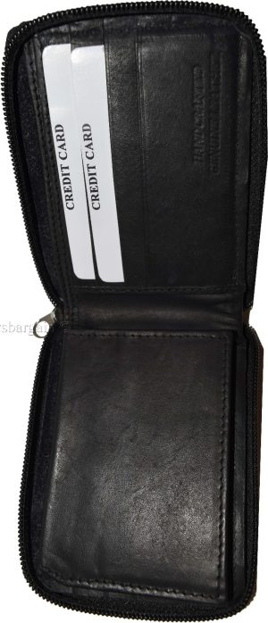 Zip around Leather Wallet Unbranded Black billfold wallet 8 credit card new - Image 9