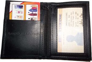 business case leather credit card case 2 clear photo ID slots a zip pocket - Image 11