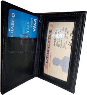 business case leather credit card case 2 clear photo ID slots a zip pocket - Image 13