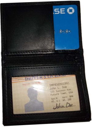 business case leather credit card case 2 clear photo ID slots a zip pocket - Image 3