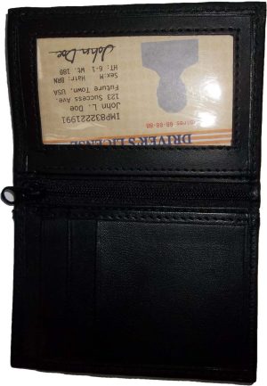 business case leather credit card case 2 clear photo ID slots a zip pocket - Image 8