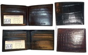 crocodile skin printed leather men's bifold wallet 2 bill slot 9 card space 1 ID