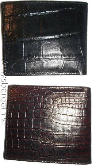 crocodile skin printed leather men's bifold wallet 2 bill slot 9 card space 1 ID - Image 4