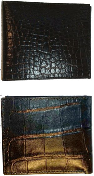 crocodile skin printed leather men's bifold wallet 2 bill slot 9 card space 1 ID - Image 5