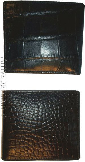 crocodile skin printed leather men's bifold wallet 2 bill slot 9 card space 1 ID - Image 6
