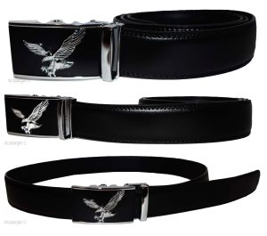 eagle buckle men's belt leather automatic dress Jeans comfort Slide lock BN 50" - Image 11
