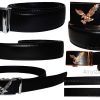 eagle buckle men's belt leather automatic dress Jeans comfort Slide lock BN 50"