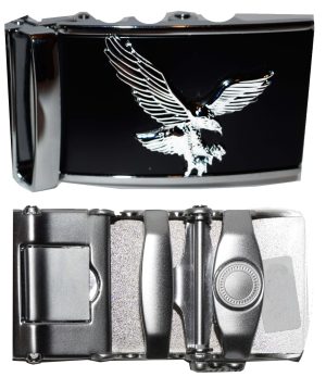 eagle buckle men's belt leather automatic dress Jeans comfort Slide lock BN 50" - Image 13