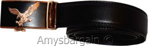 eagle buckle men's belt leather automatic dress Jeans comfort Slide lock BN 50" - Image 3